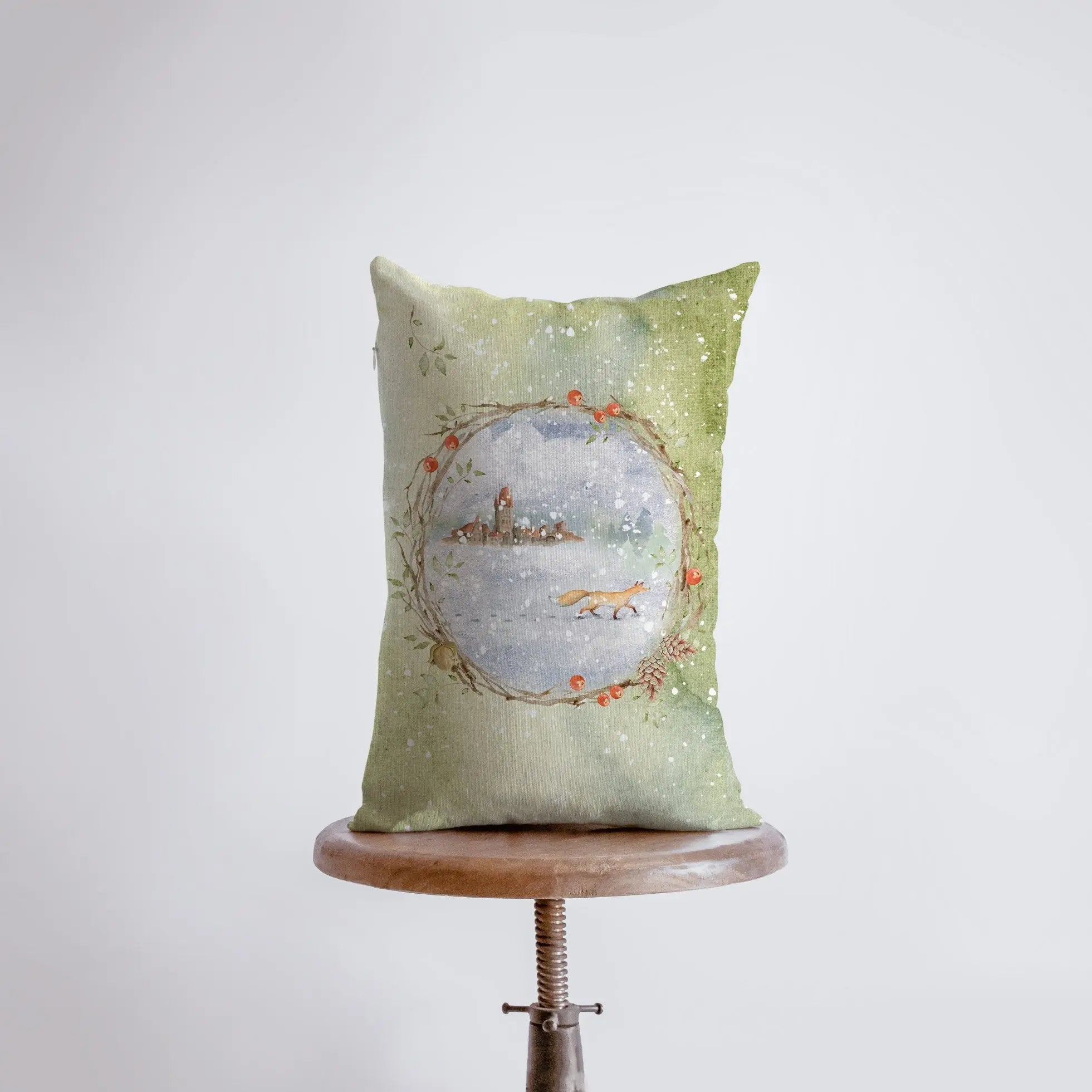 Christmas Fox Snow Scene Pillow cover | Merry Christmas | Christmas Pillow | Christmas Decor | 12x18 | Christmas tree | Christmas Gifts UniikPillows