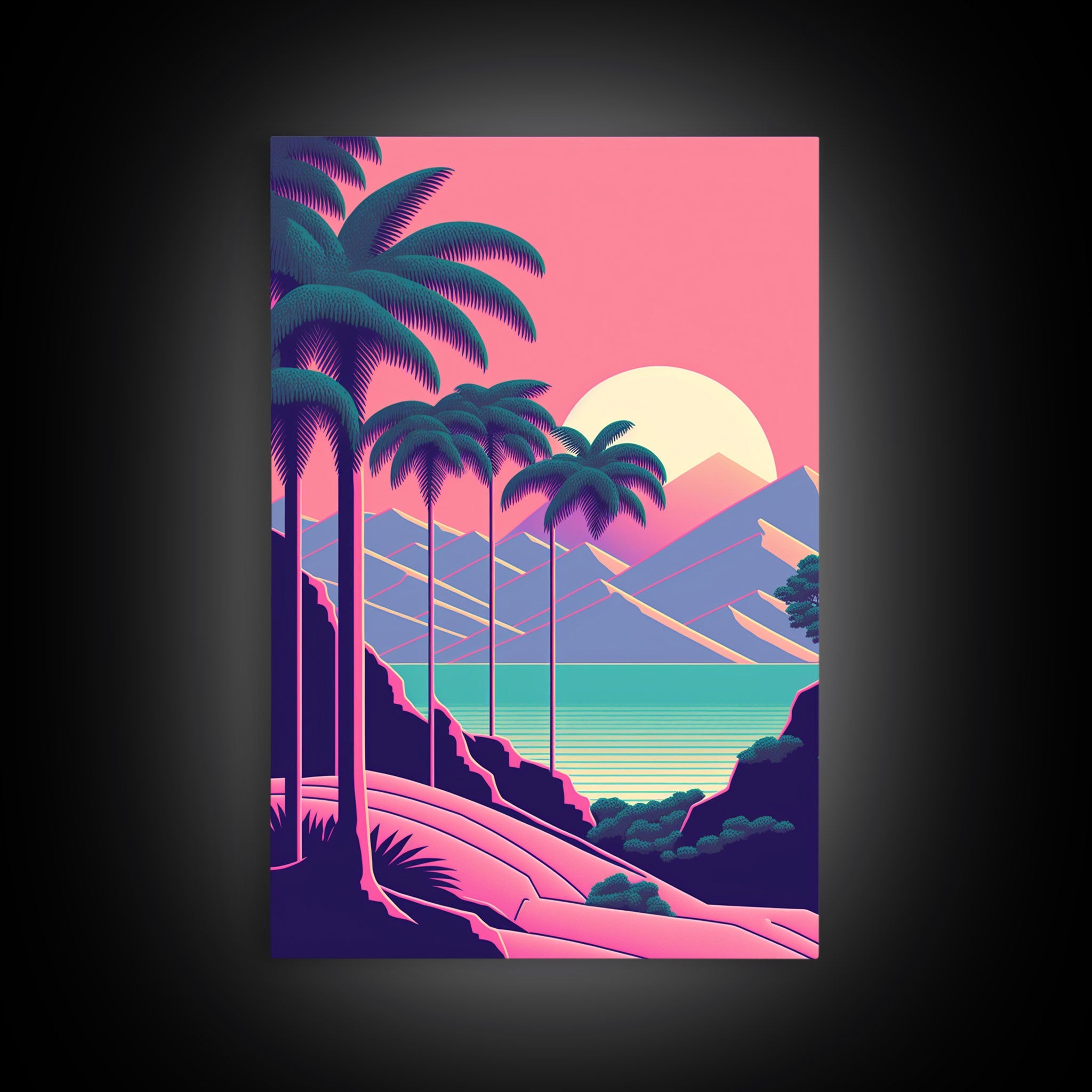 Retro 80s Style Art, 3 Panel Framed Canvas Prints