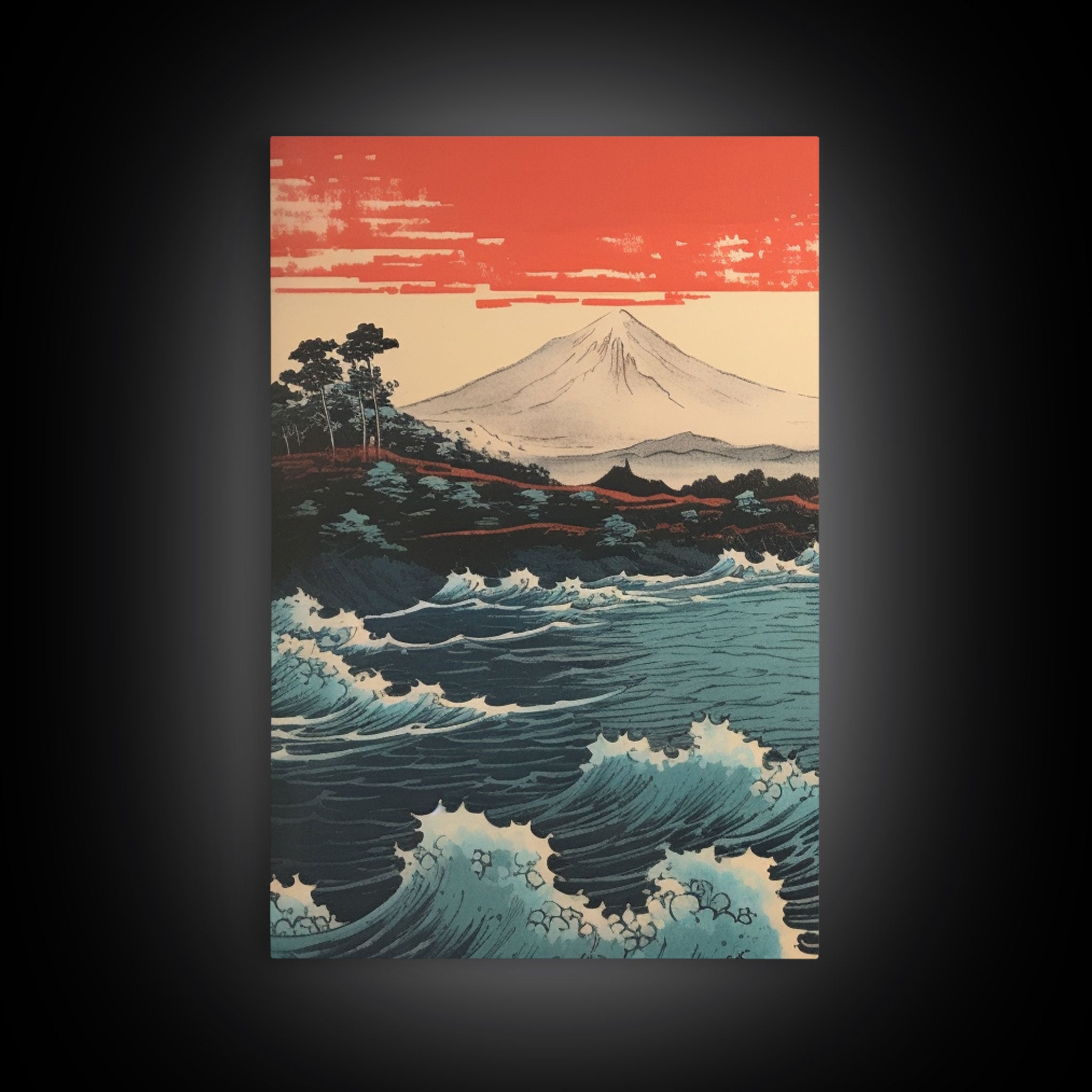 Ocean Waves, Japanese Wall Art, Canvas Print, 3 Piece Wall Art