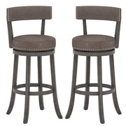 Set of 2 Counter Height Chairs with 360° Swivel Seat and Rubber Wood Frame-29 Inches by VYSN