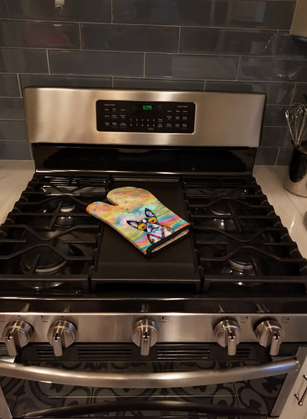 Boston Terrier Hippie Dawg - Oven Mitt