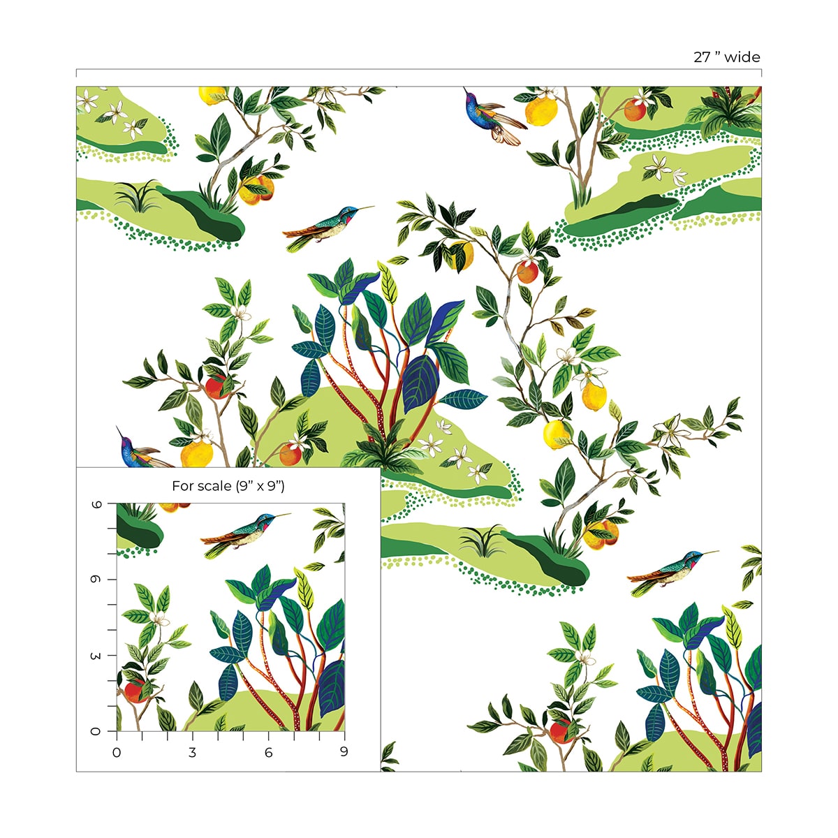 West Boulevard Collection Citrus Hummingbird Unpasted Wallpaper
