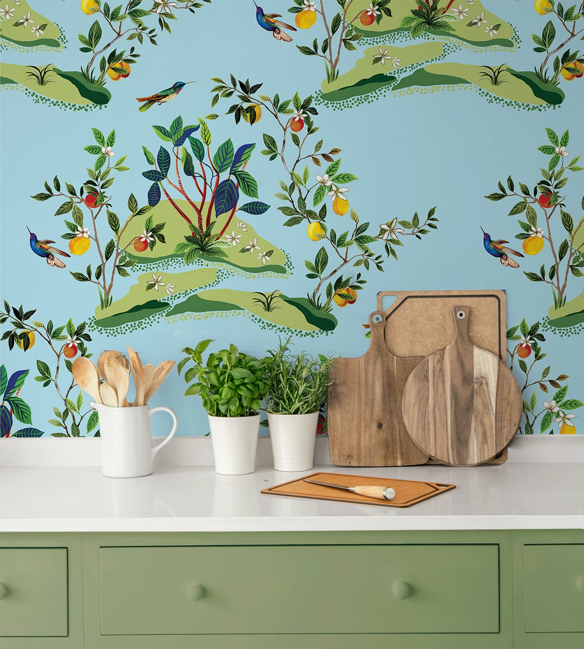 West Boulevard Collection Citrus Hummingbird Unpasted Wallpaper