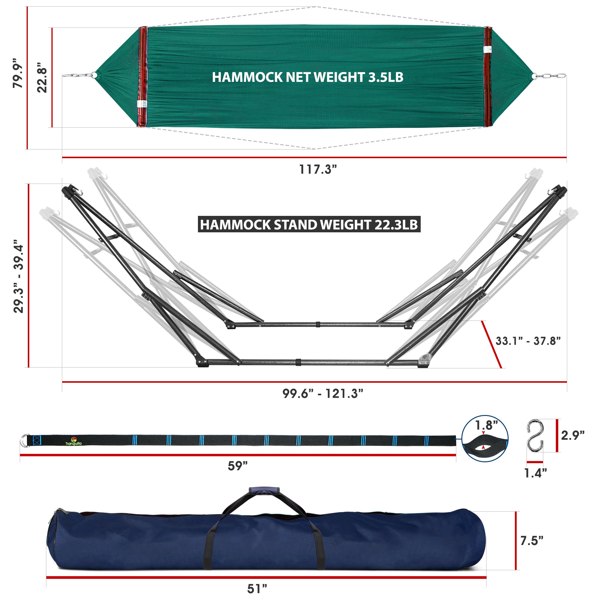 Tranquillo Comfort Set Original Hammock Stand