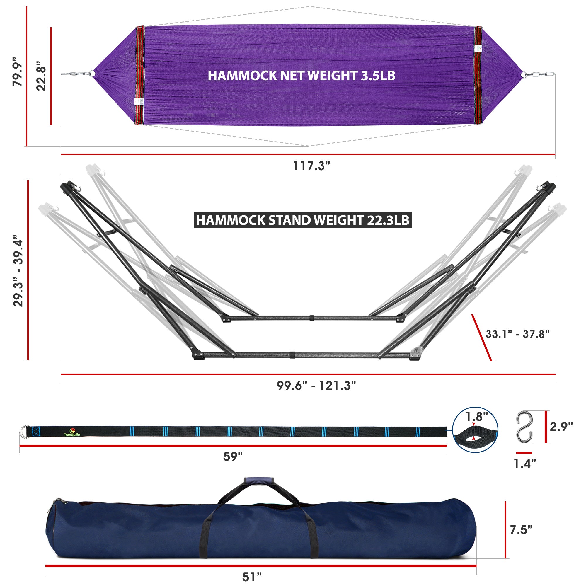 Tranquillo Comfort Set Original Hammock Stand