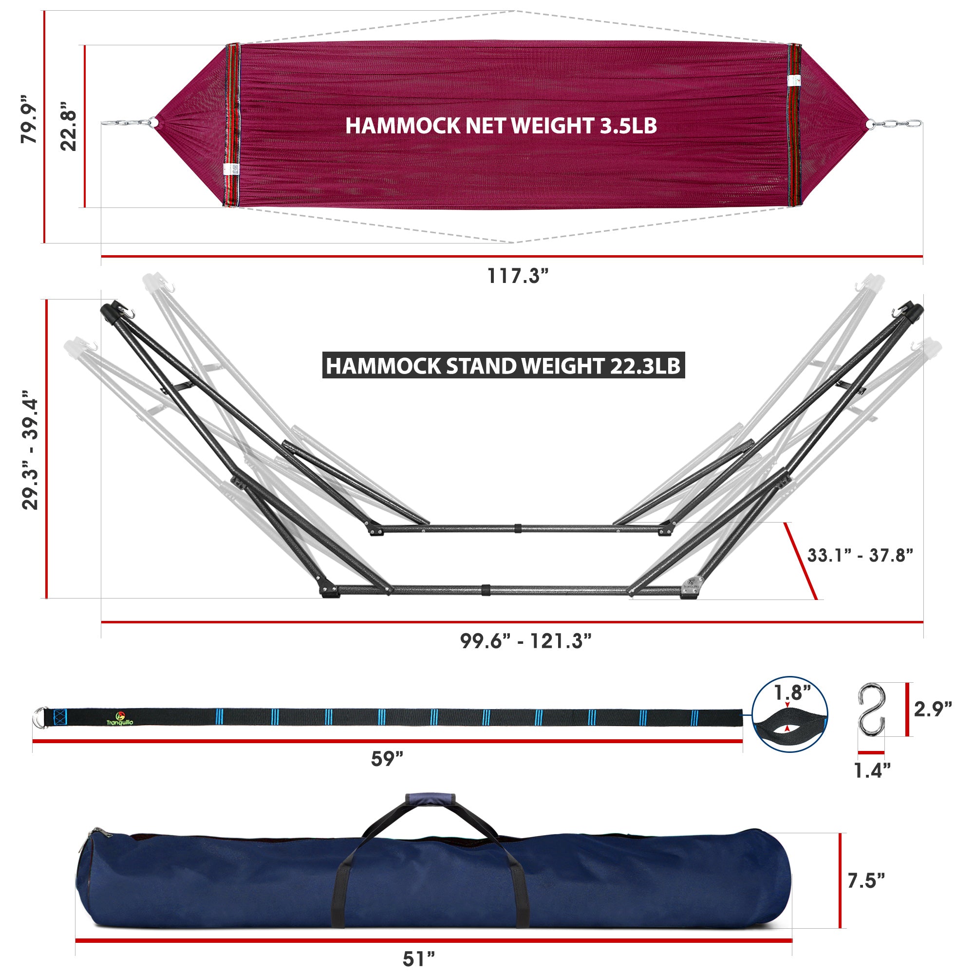Tranquillo Comfort Set Original Hammock Stand