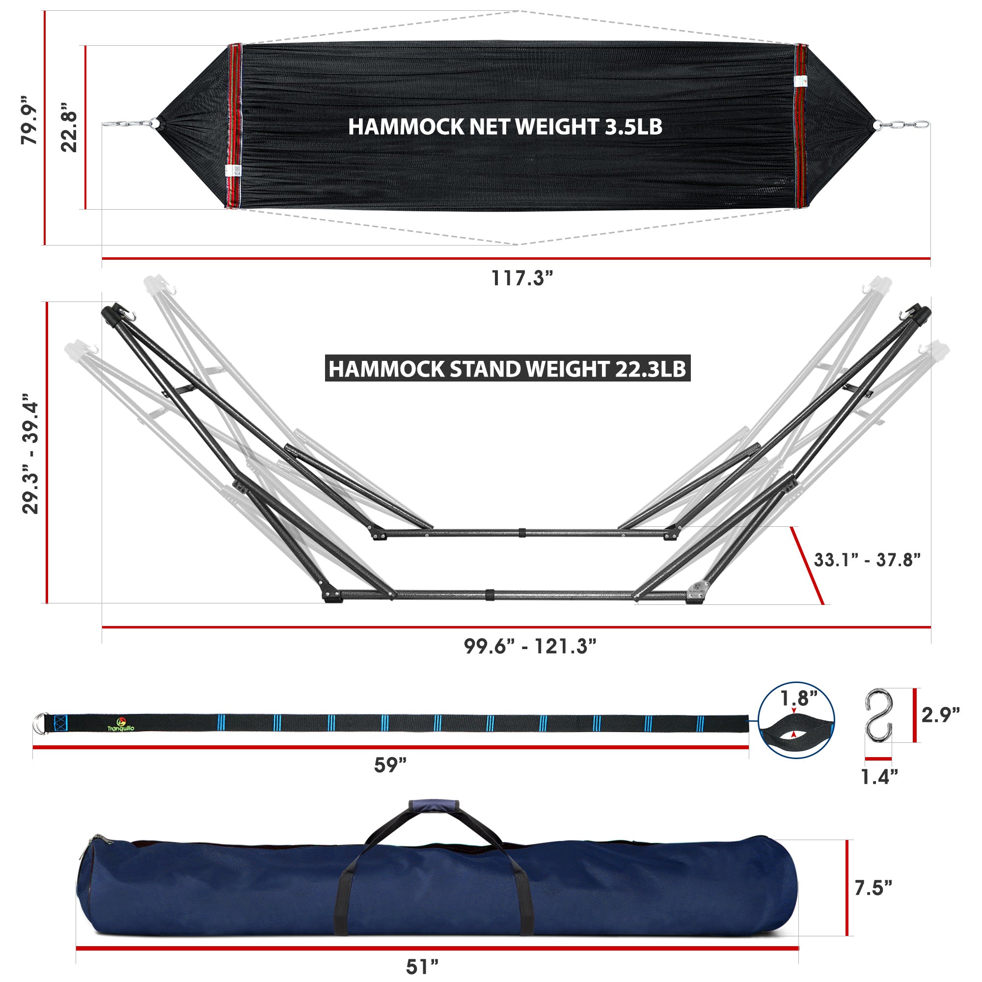 Tranquillo Comfort Set Original Hammock Stand