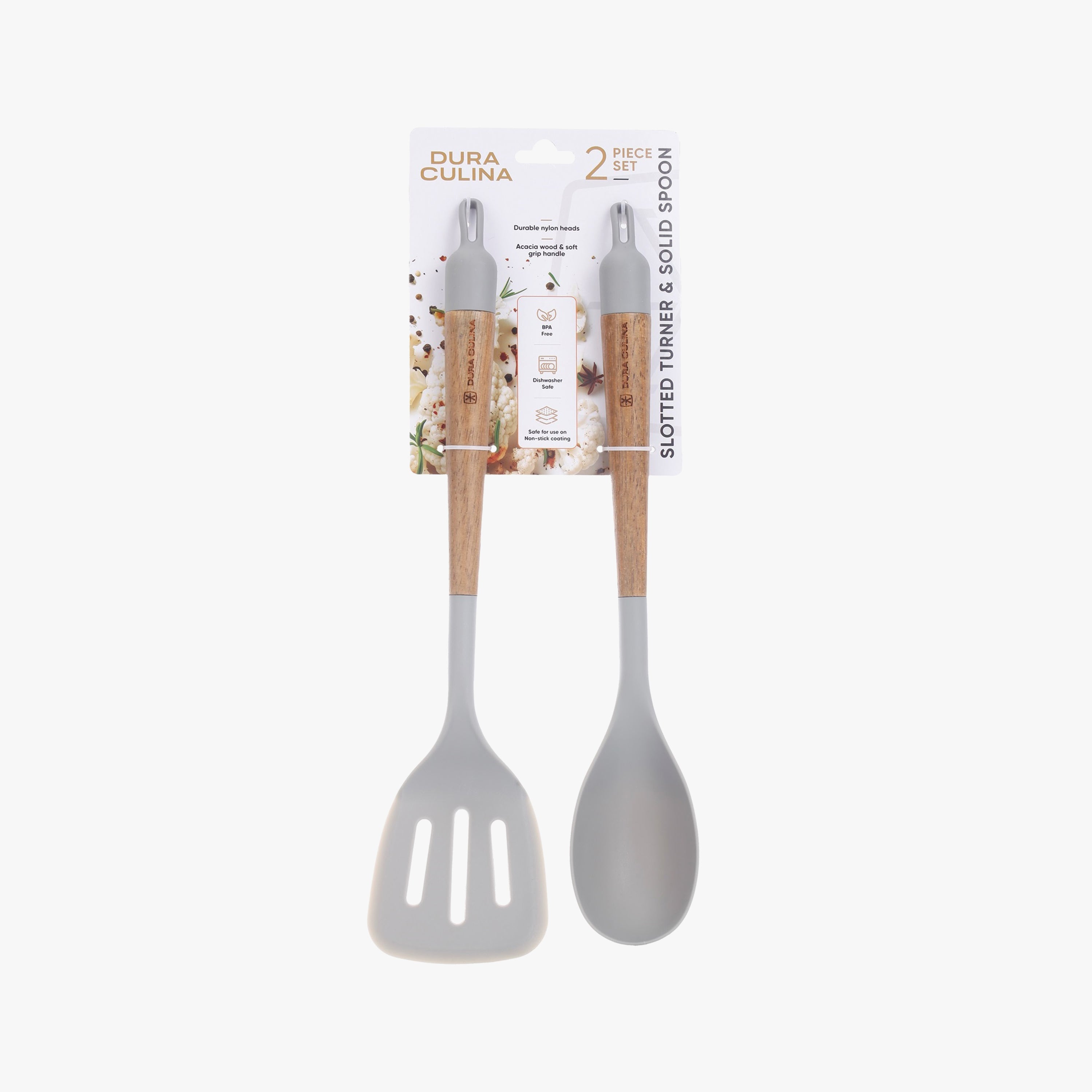2-Piece Solid Spoon & Slotted Turner Set