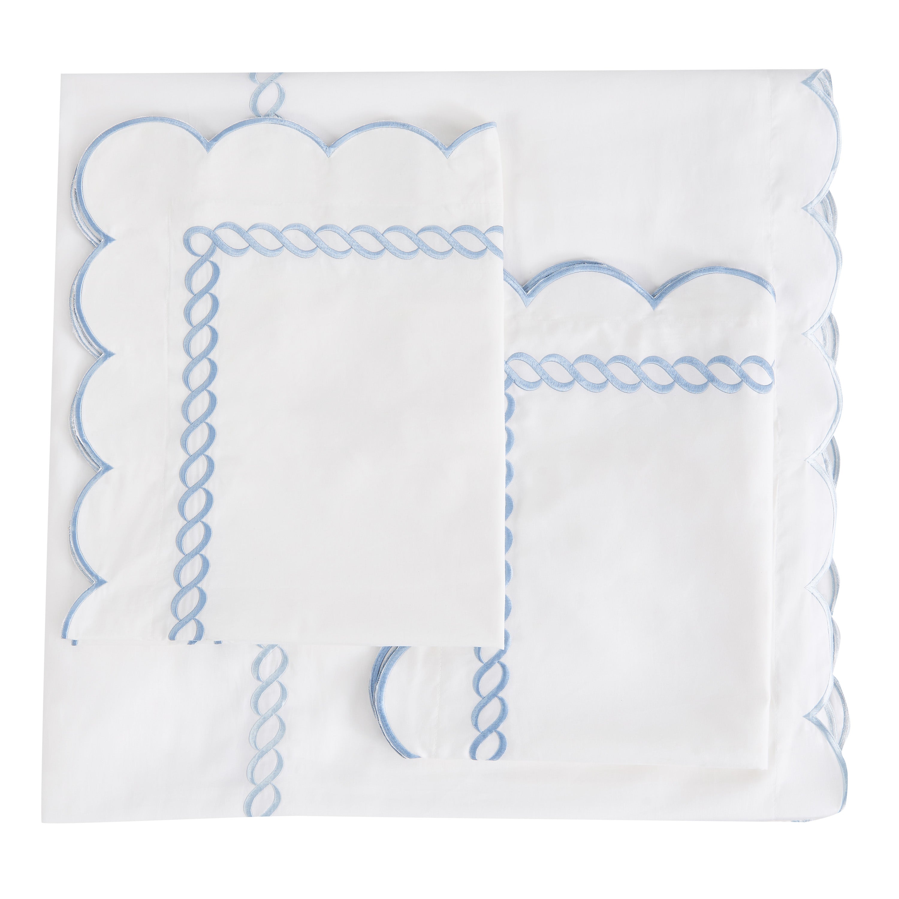 Scallop Rope Embroidered Cotton Duvet Set