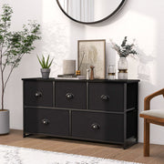 Dresser with 5 Foldable Cloth Storage Cubes - Black