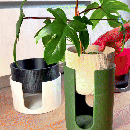 Modern Elevated Planter and Plant Stand Set