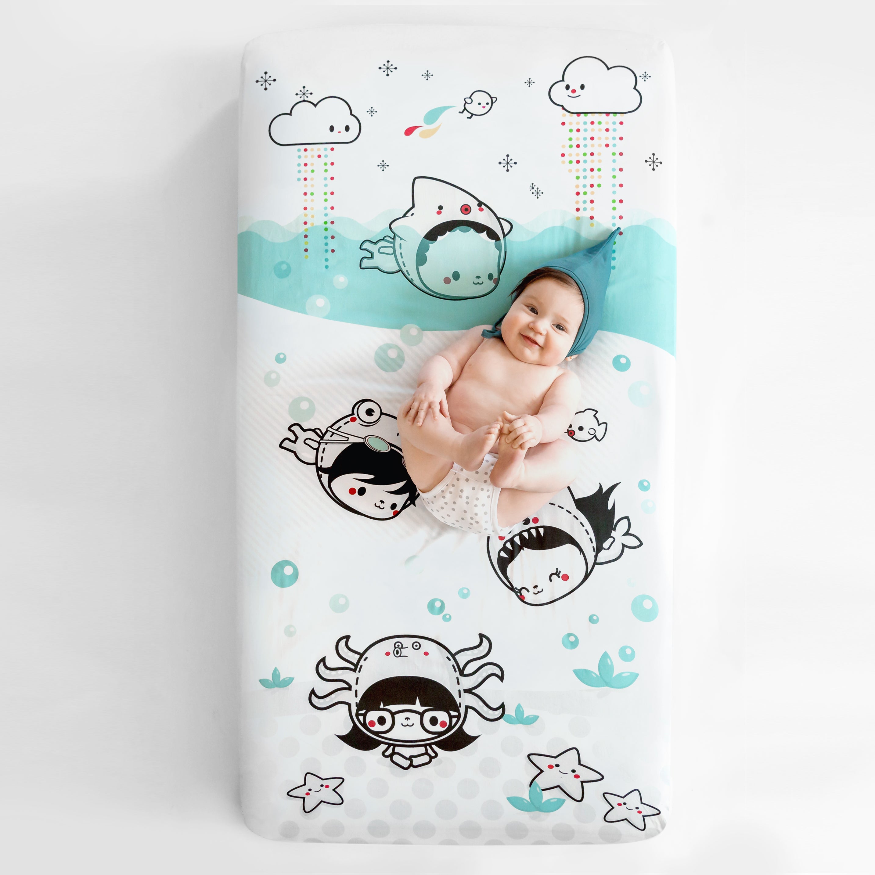 Dive In Standard Size Crib Sheet
