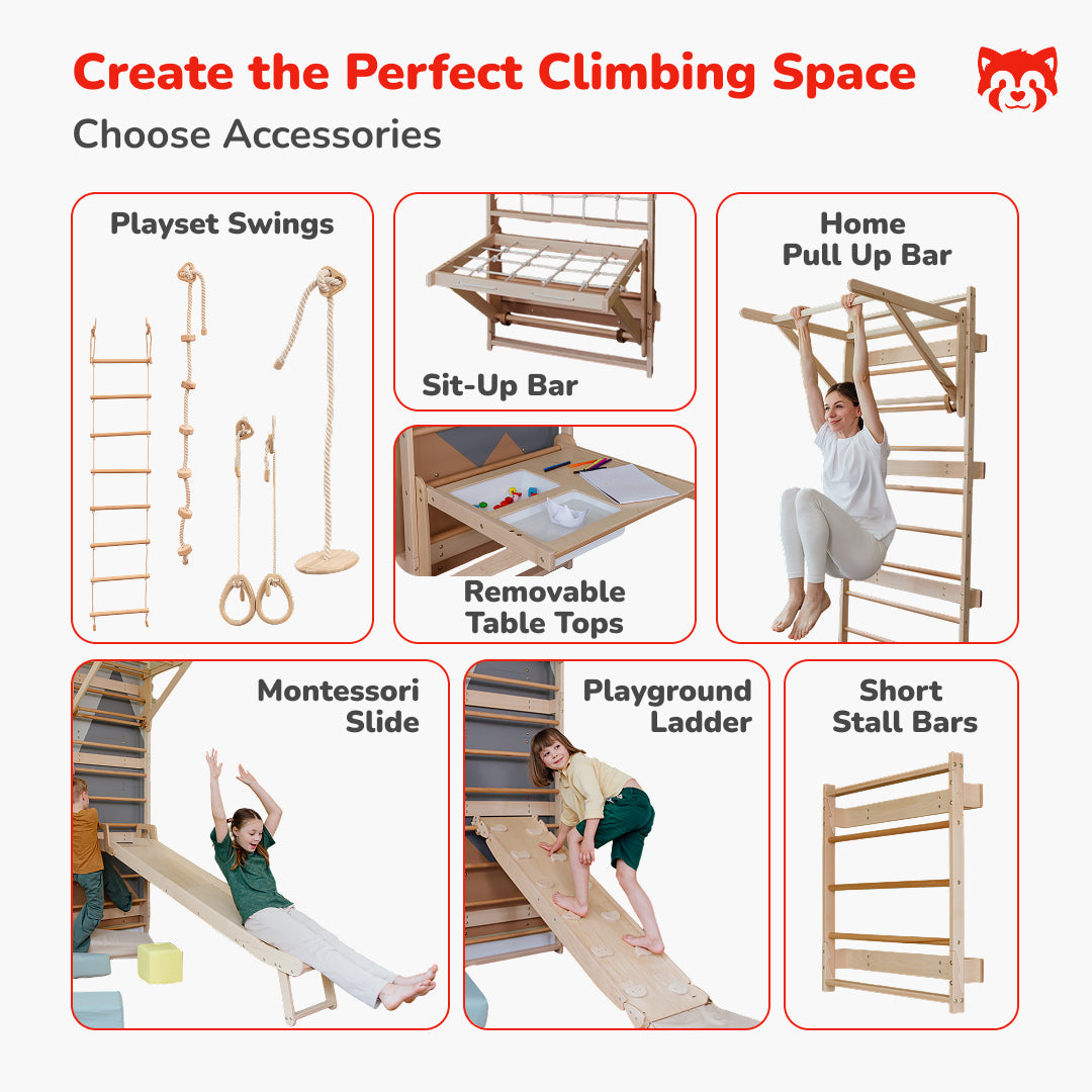 3-in-1 Swedish Ladder Wall Gym for Kids 3+