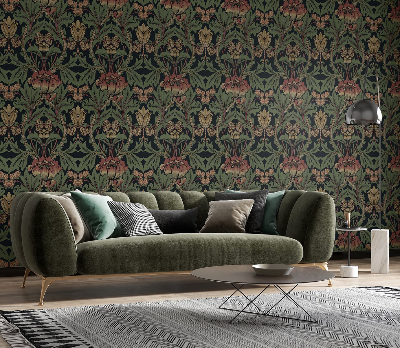Primrose Garden Floral Vintage Prepasted Wallpaper