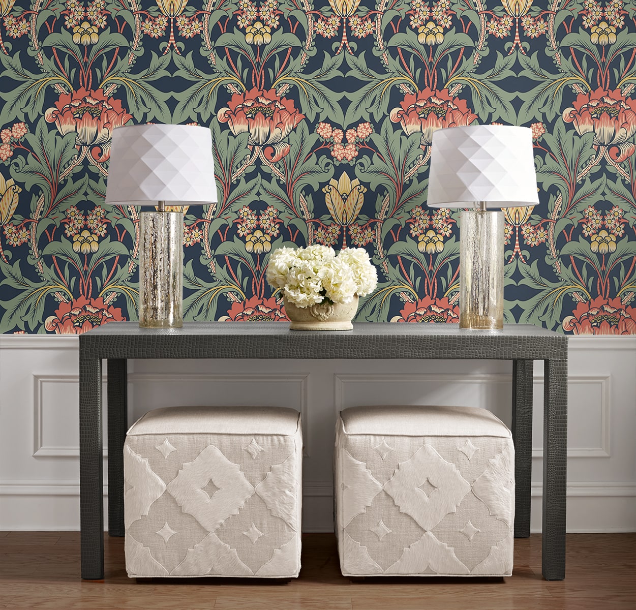 Primrose Garden Floral Vintage Prepasted Wallpaper
