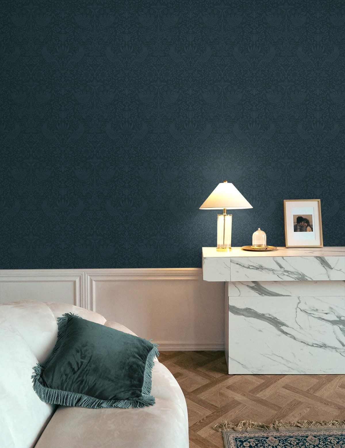 Tonal Bird Garden Vintage Prepasted Wallpaper
