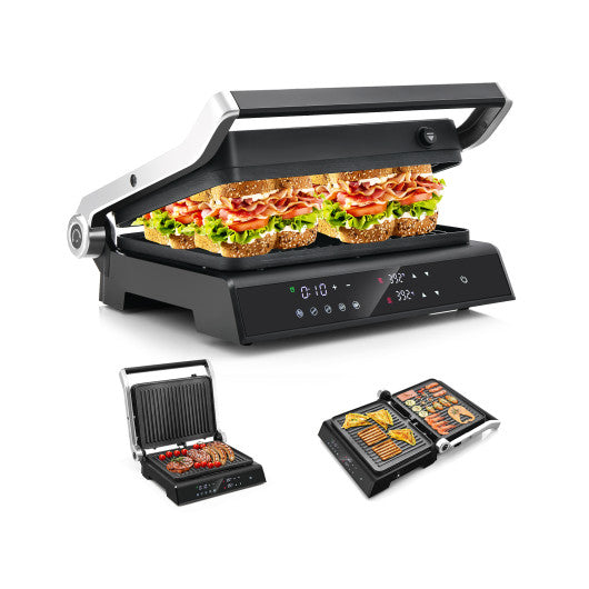 3 in 1 Indoor Electric Panini Press Grill with LED Display - Black