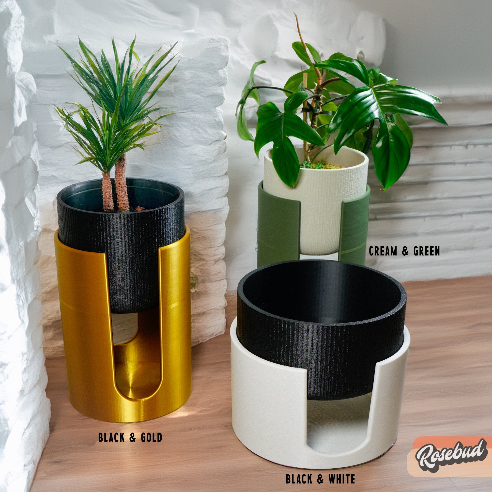 Modern Elevated Planter and Plant Stand Set