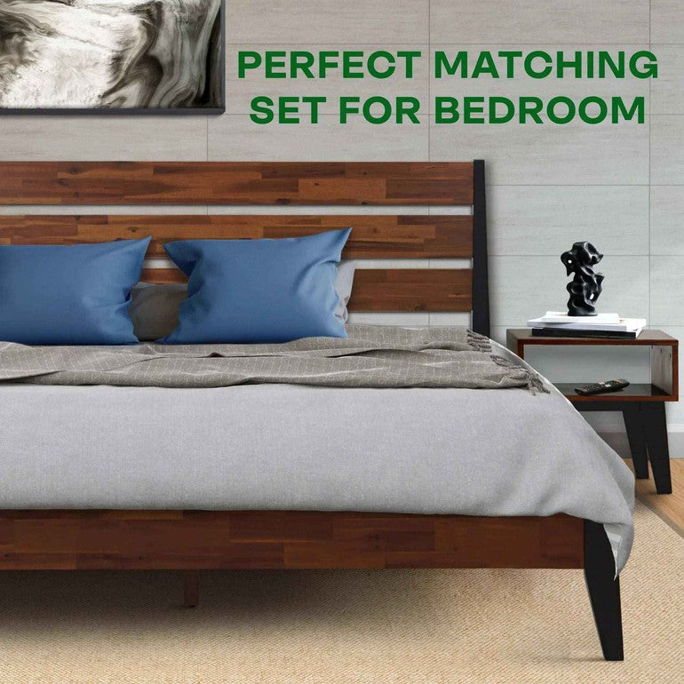 Emery Bed Frame & Nightstand Set - Acacia Solid Wood