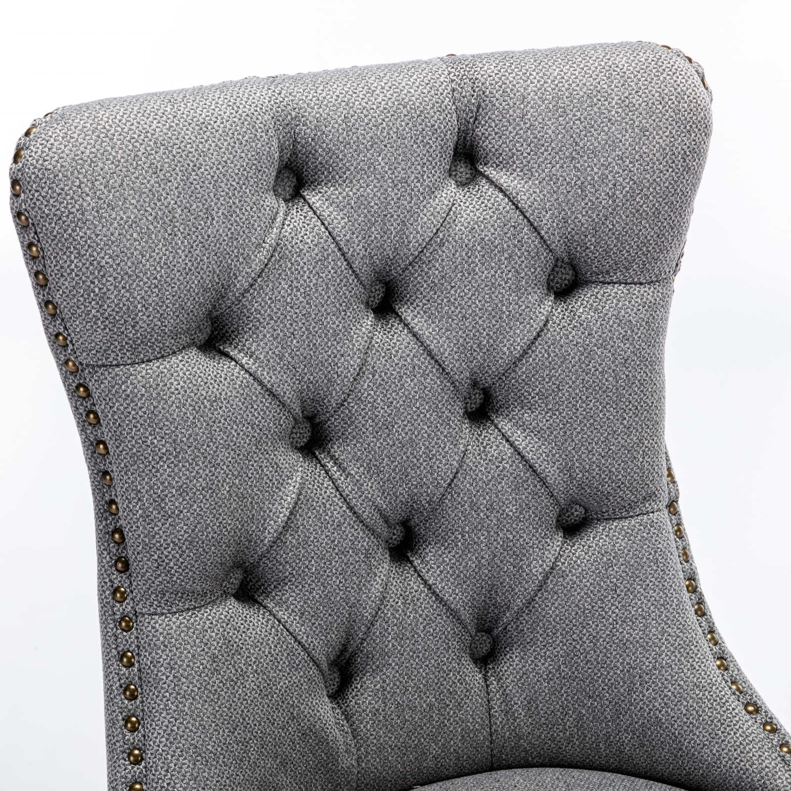 High-end Tufted Upholstered Dining Chair in Set Gray - 2 Pieces