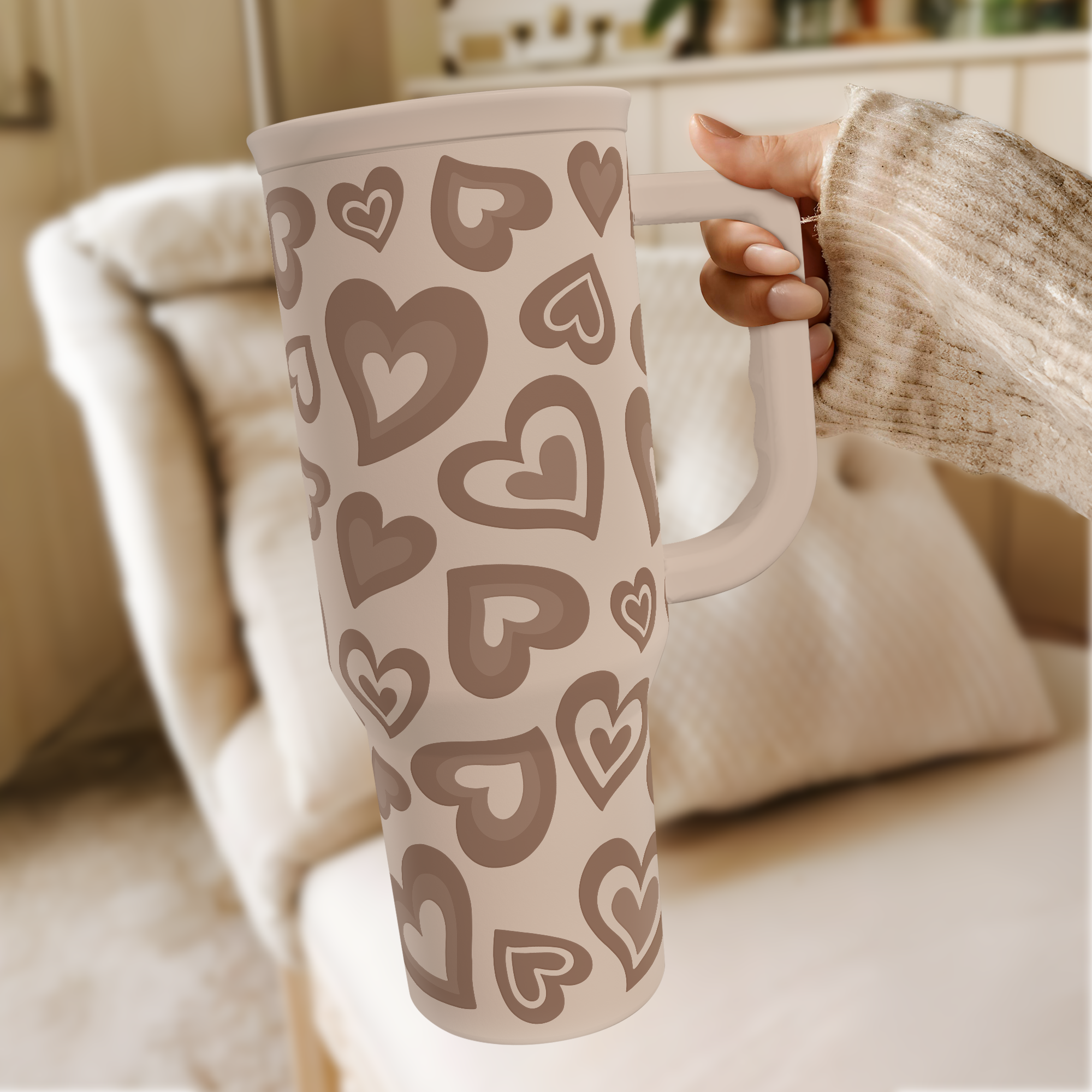 Valentine's Heart Tumbler with Handle and Straw - 40oz