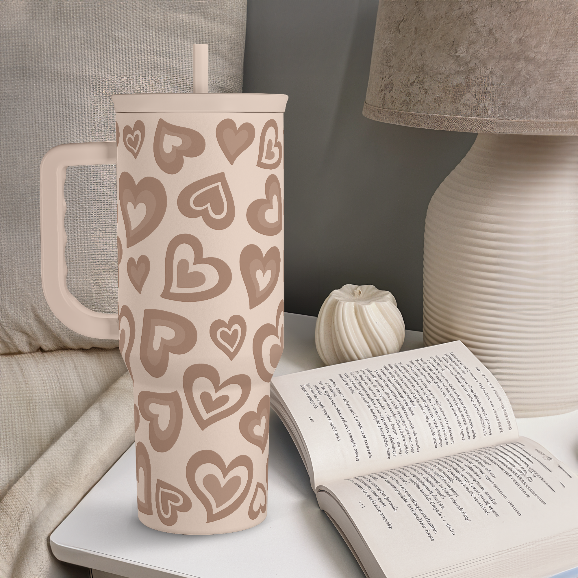 Valentine's Heart Tumbler with Handle and Straw - 40oz