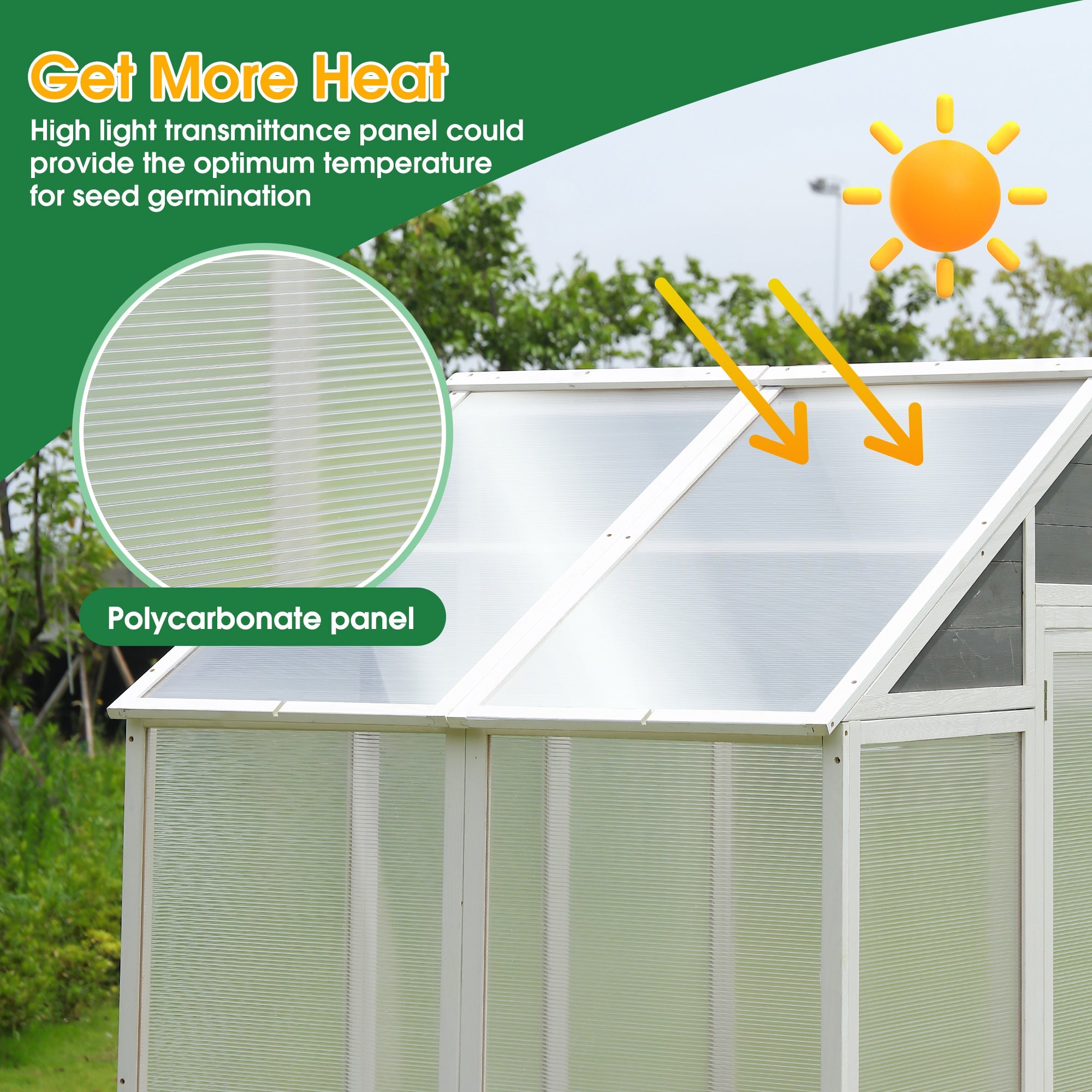 76''x48''x86'' Walk-in Polycarbonate Outdoor Greenhouse