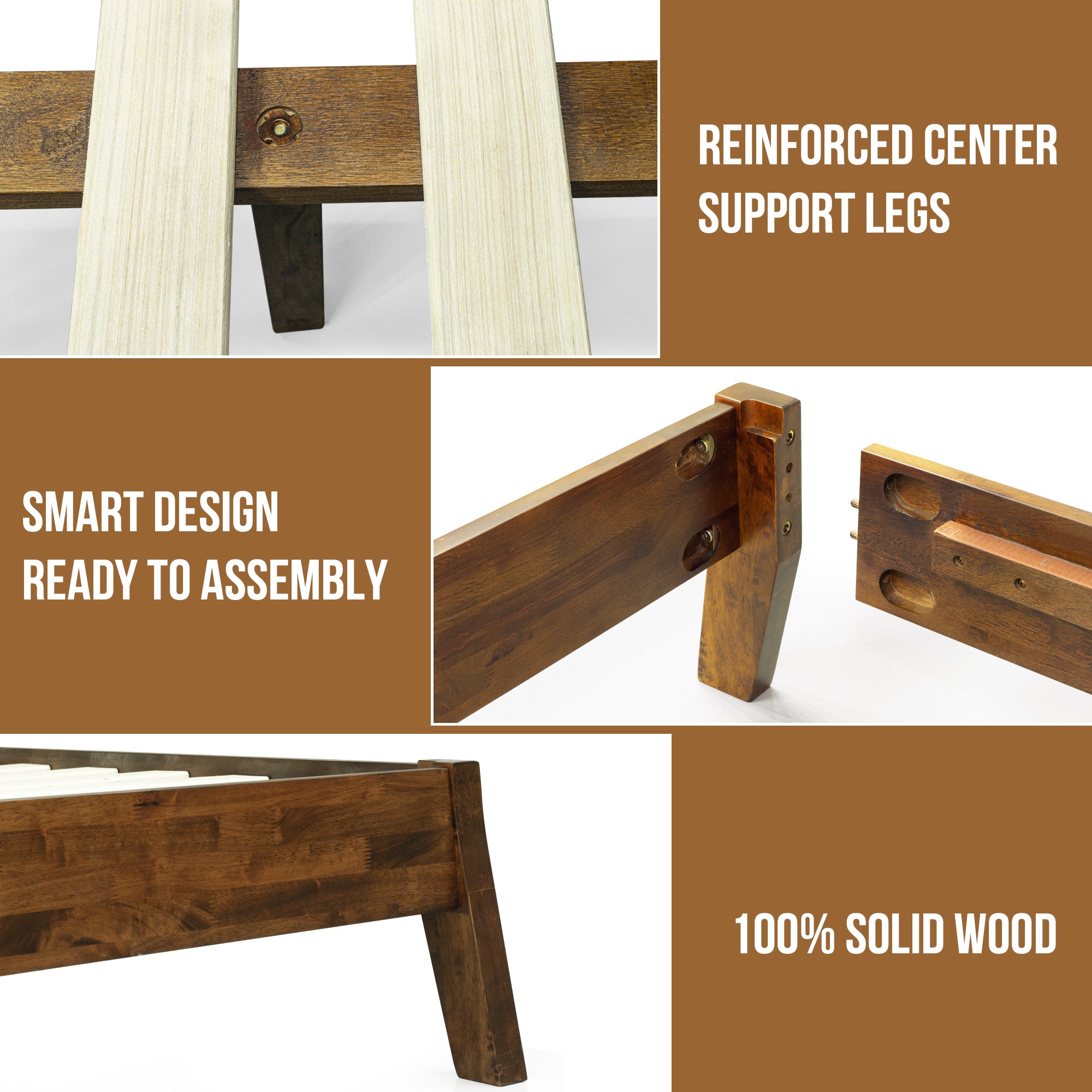 Acacia Serenity Deluxe Wood Platform Bed Frame