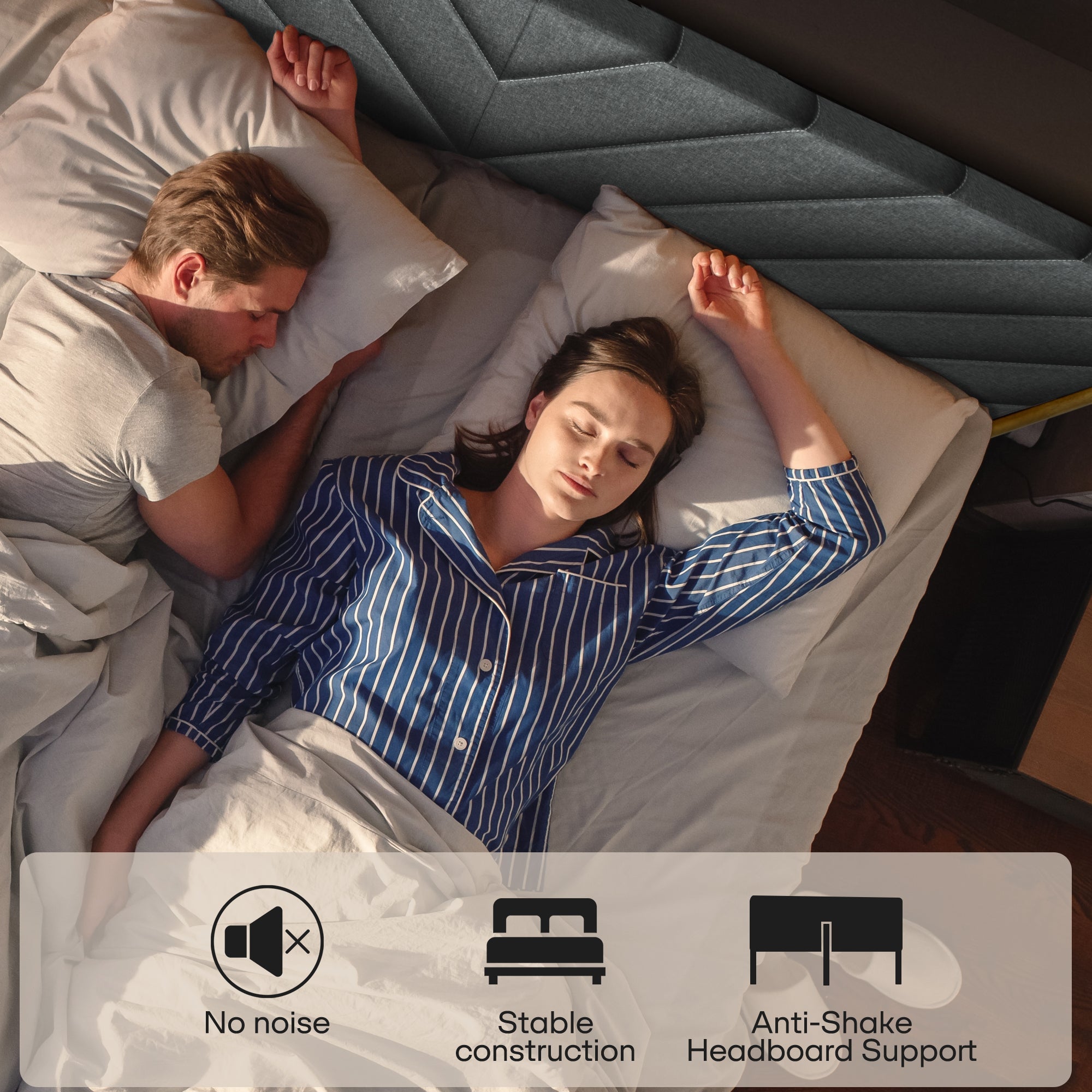 Acacia Astoria Upholstered Solid Wood Bed Frame