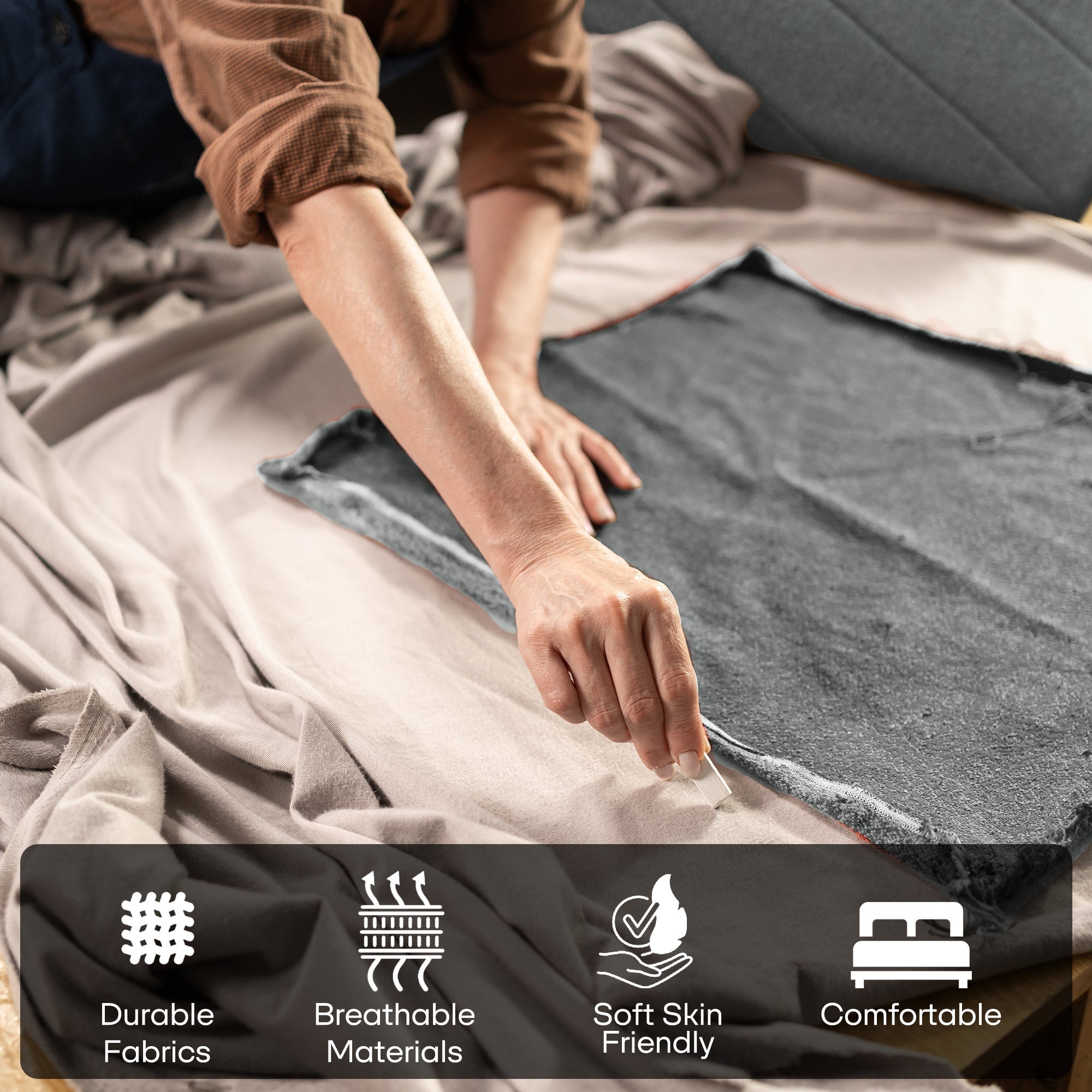 Acacia Astoria Upholstered Solid Wood Bed Frame