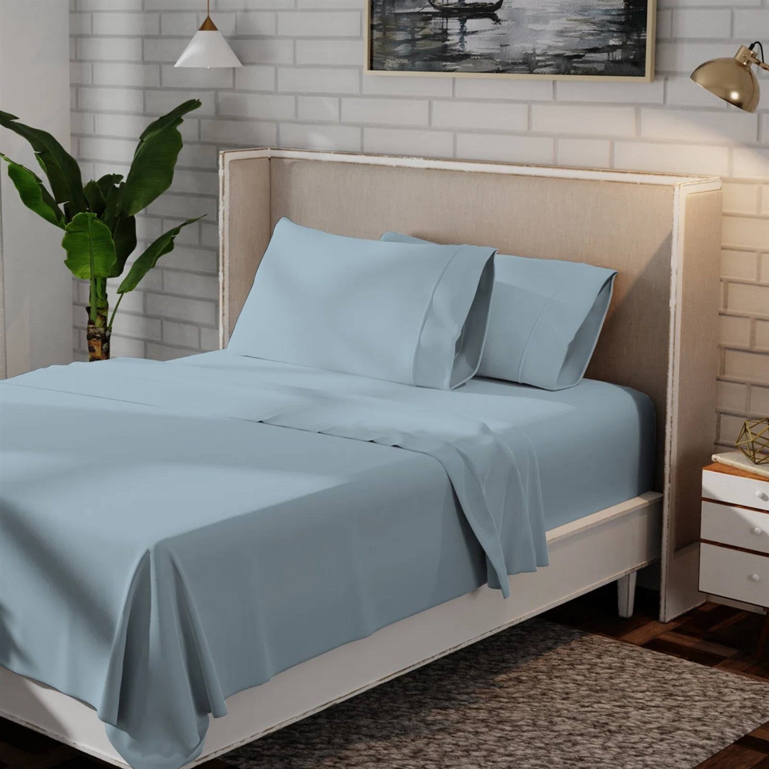Full Size, Aqua Blue Organic Cotton Sheet Set