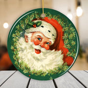 Victorian Santa Round Christmas Ornament Ceramic Ornament OrnamentallyYou Circle Version 2 