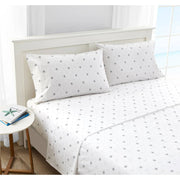 Full Size, Coastal Beach Starfish, White Navy, Red Cotton Sheet Set