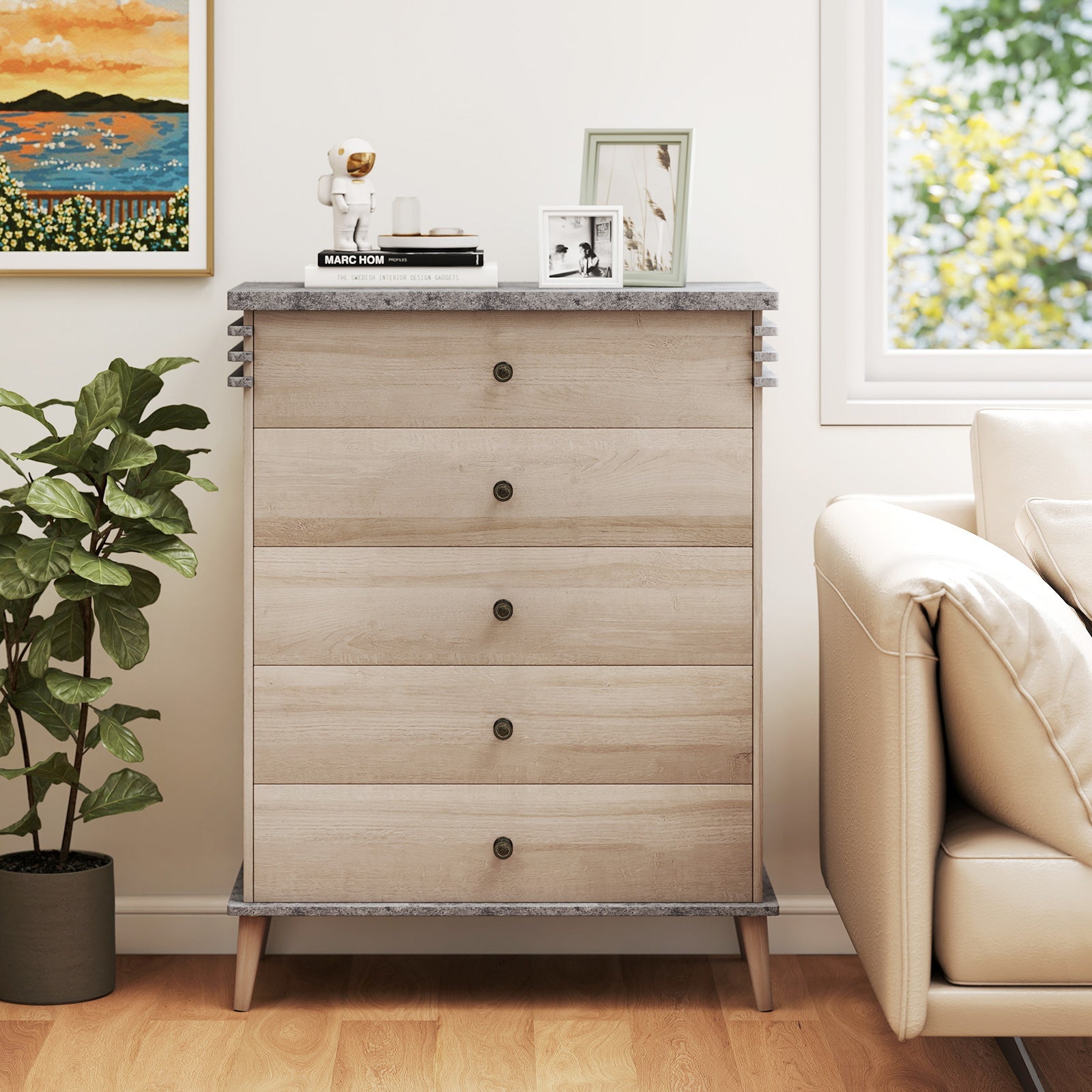 Farmhouse Chest Dresser, Tall Storage Organizer