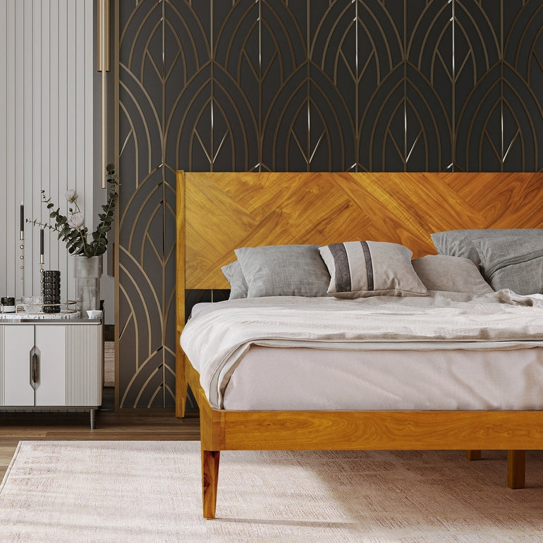 Rorns Gazelle Platform Bed Frame With Headboard