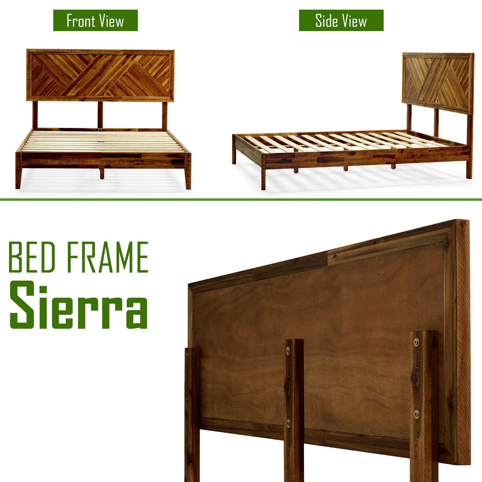 Acacia Sierra Deluxe Solid Wood Bed Frame