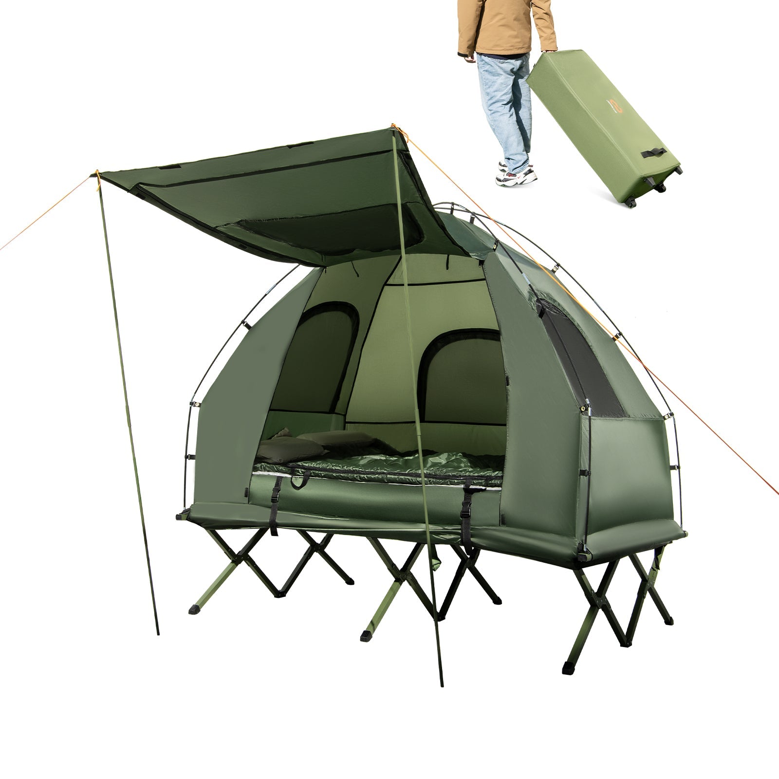 5-in-1 2-Person Foldable Outdoor Camping Tent with Air Mattress and Sleeping Bag