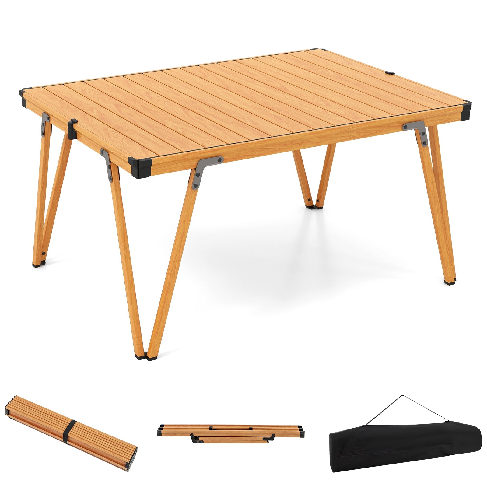 Folding Camping Table Picnic Table with Storage Bag -Brown