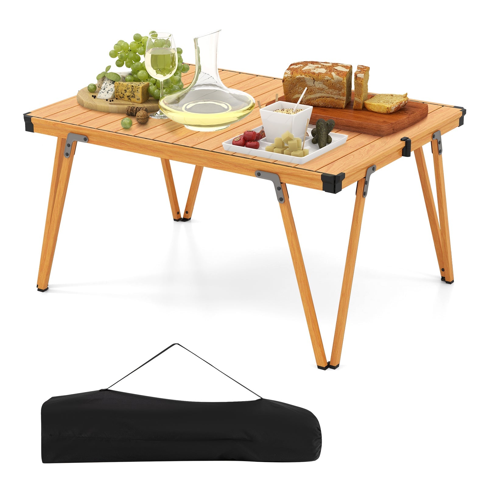 Folding Camping Table Picnic Table with Storage Bag -Brown