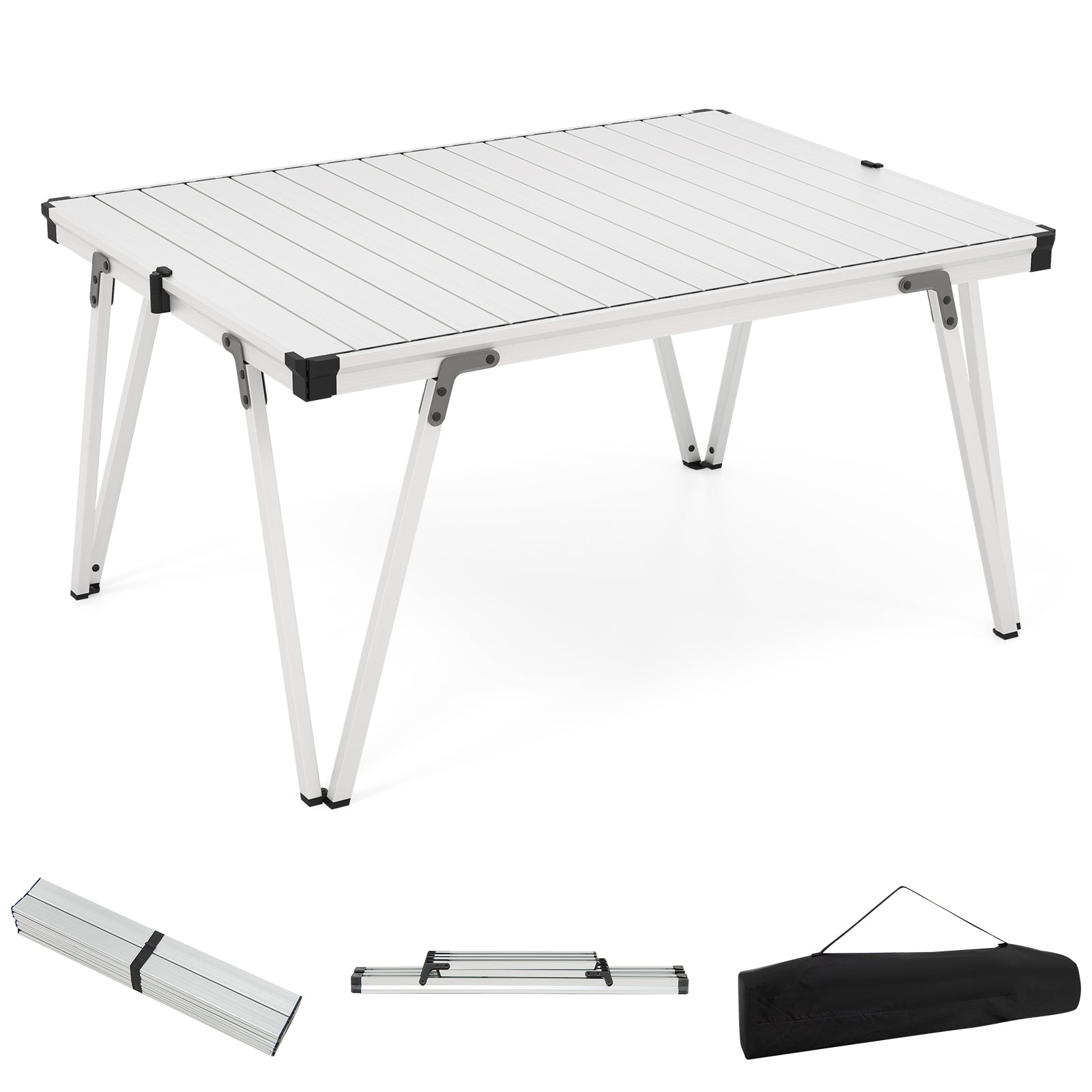 Folding Camping Table Picnic Table with Storage Bag -Silver