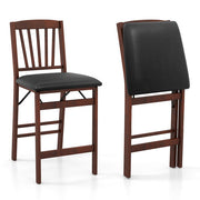 Set of 2 Counter Height Chairs Folding Kitchen Island Stool with Padded Seat-Brown by VYSN