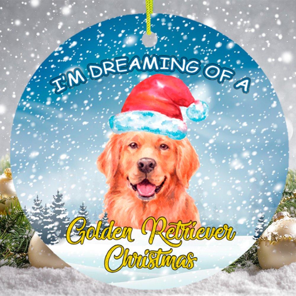 I'm Dreaming of a Golden Retriever Christmas Ornament Ceramic Ornament OrnamentallyYou Circle 