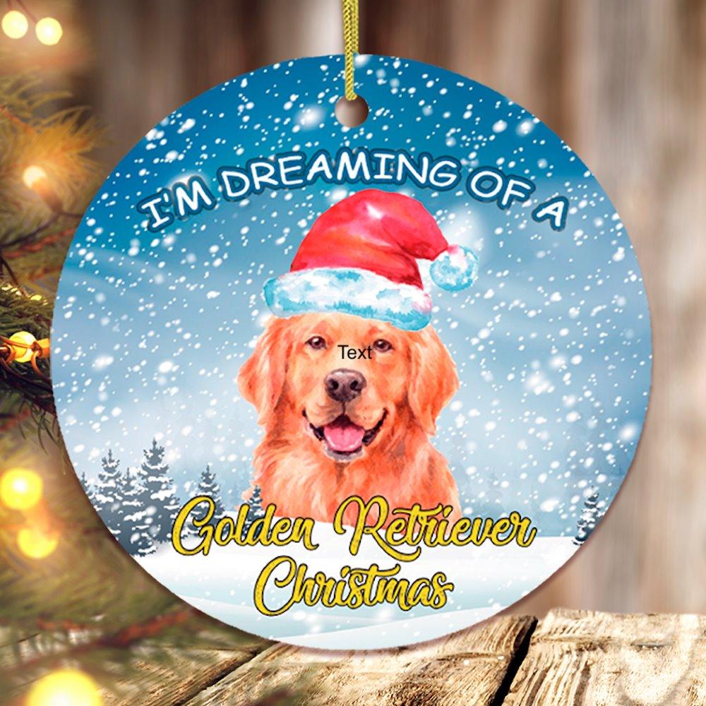 I'm Dreaming of a Golden Retriever Christmas Ornament Ceramic Ornament OrnamentallyYou Circle 