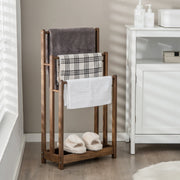 Freestanding Towel Rack with Bottom Storage Shelf - Rustic Brown