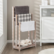 Freestanding Towel Rack with Bottom Storage Shelf - White
