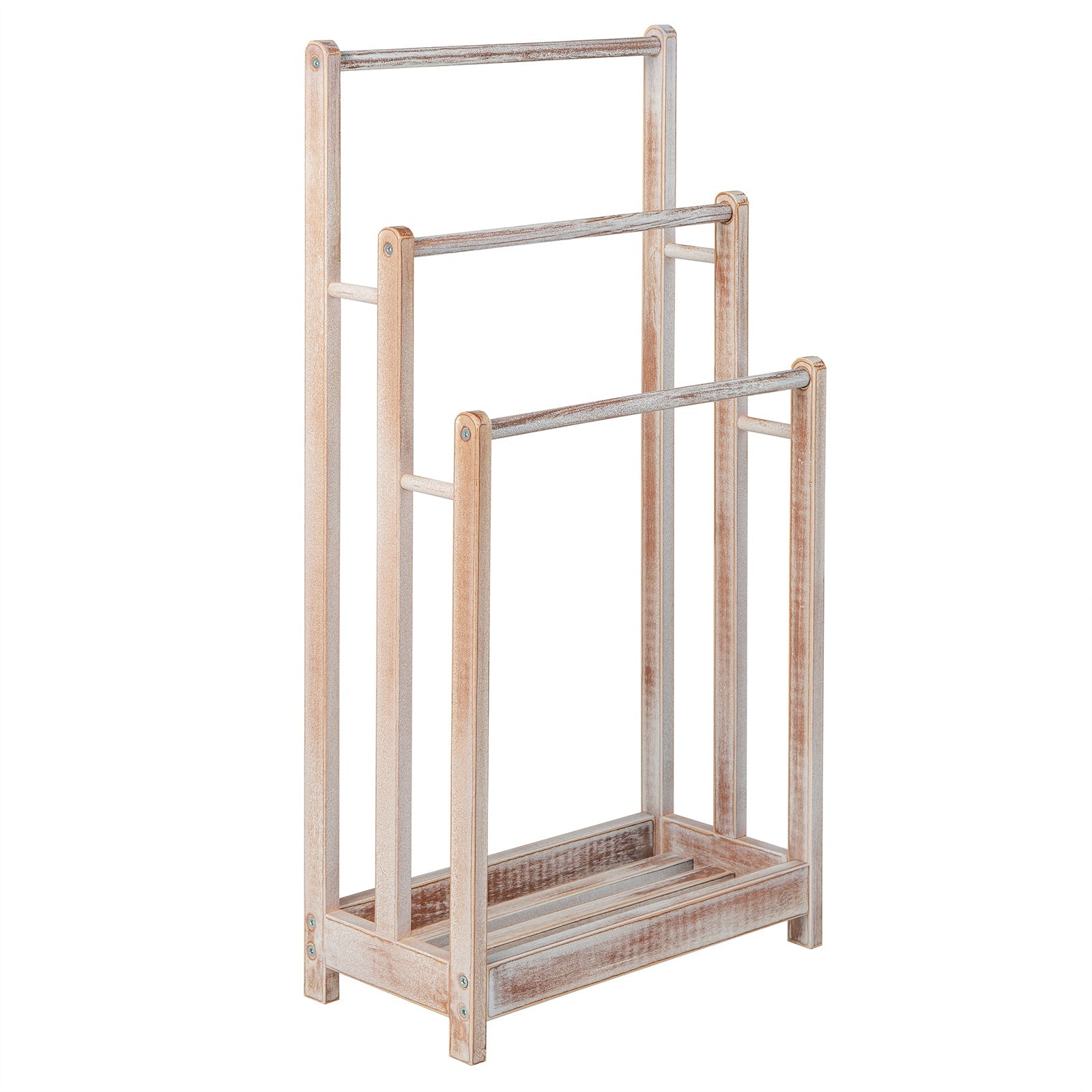 Freestanding Towel Rack with Bottom Storage Shelf - White