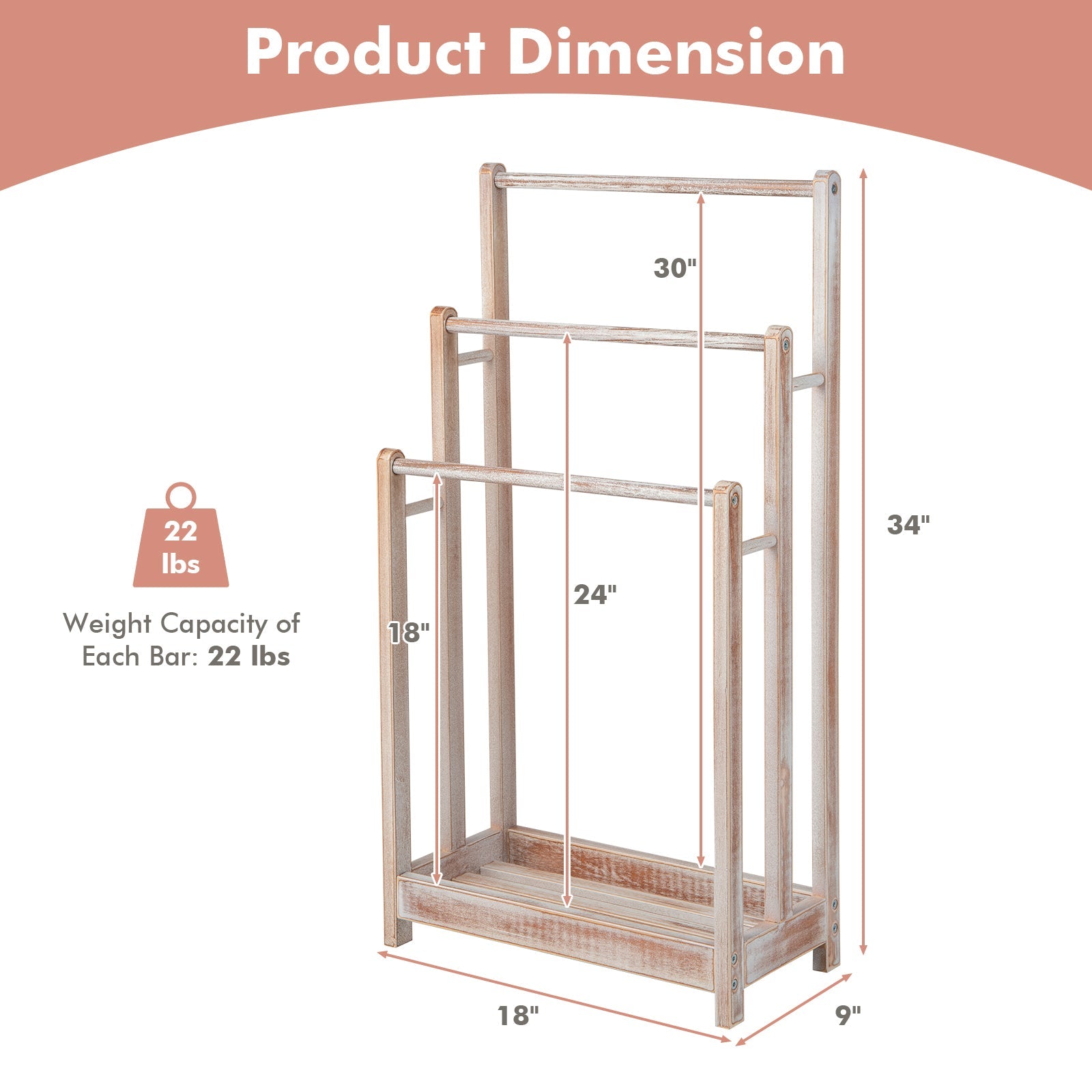 Freestanding Towel Rack with Bottom Storage Shelf - White