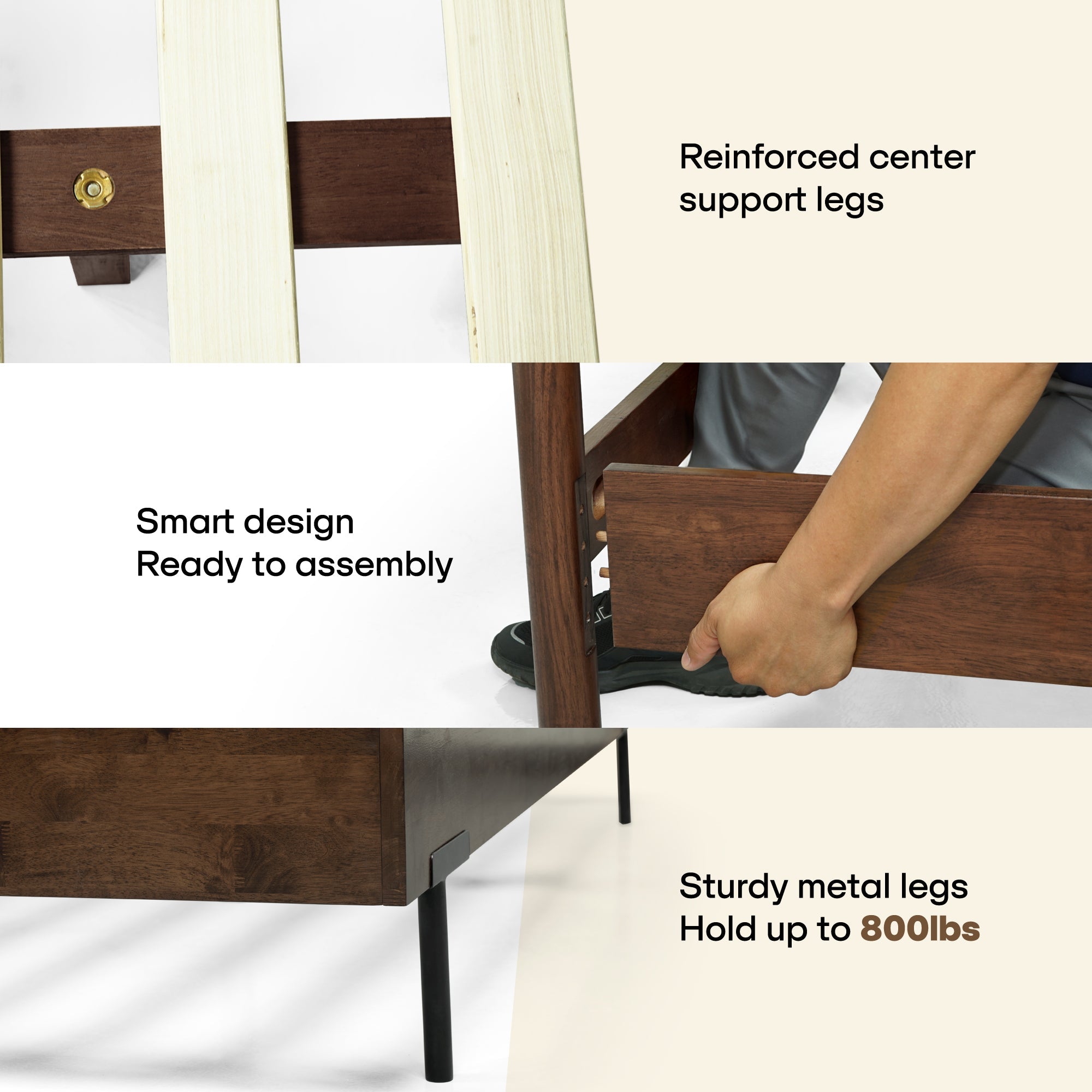 Frida Deluxe Solid Wood Bed Frame