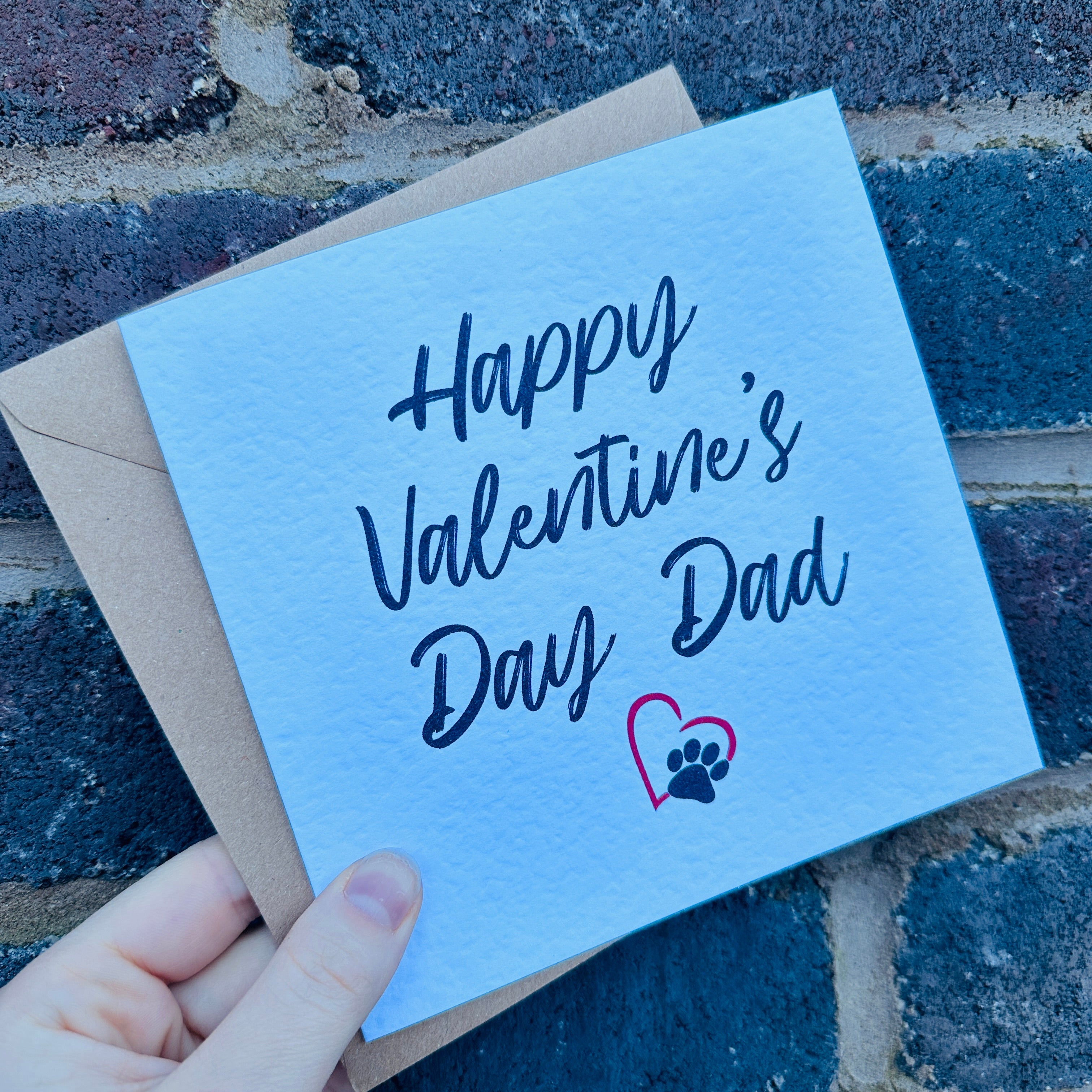 Happy Valentines Dad Or Mum, Hammered Card & Envelope