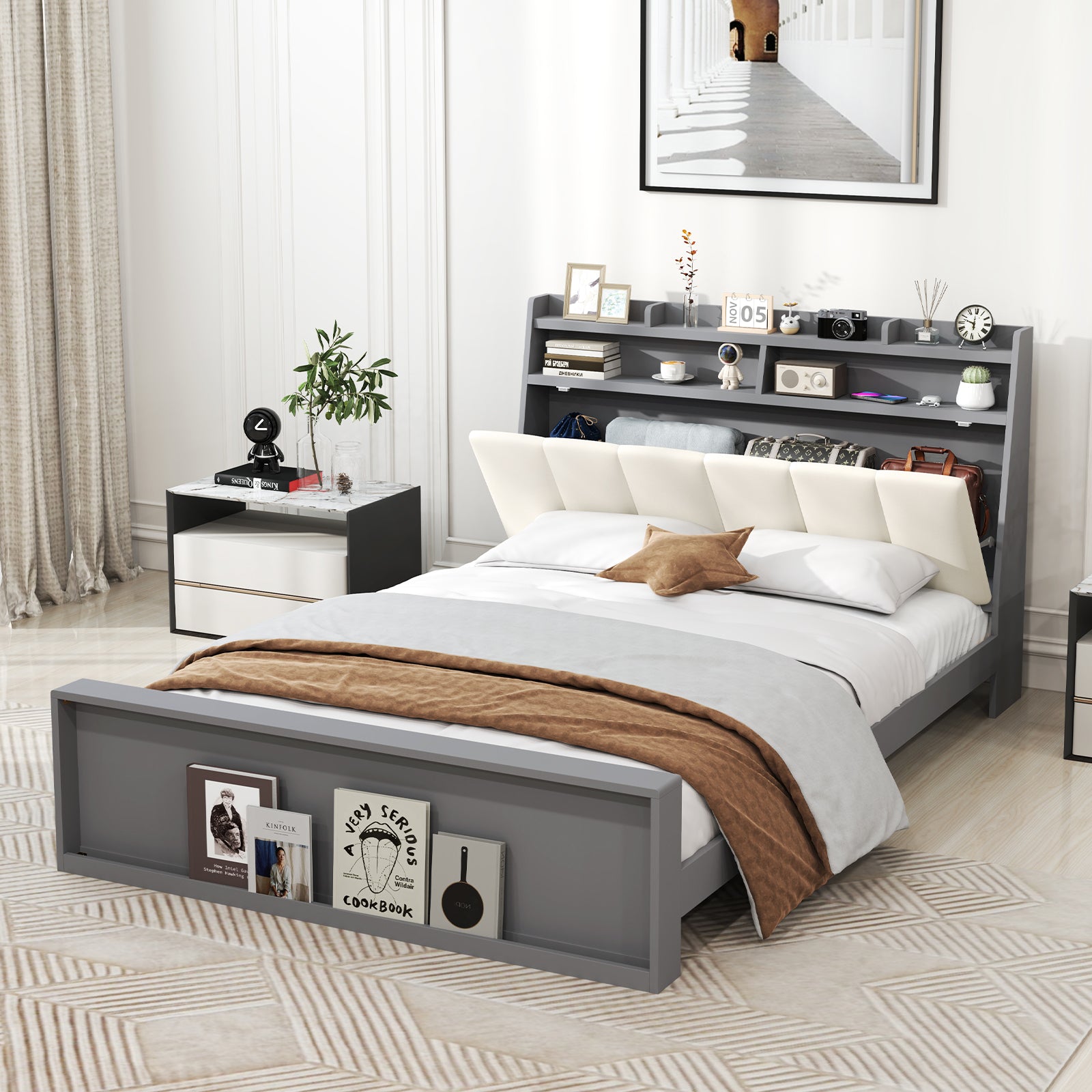 Linensnthings.com Full Size Bed Frame with Storage Modern Platform Bed ...